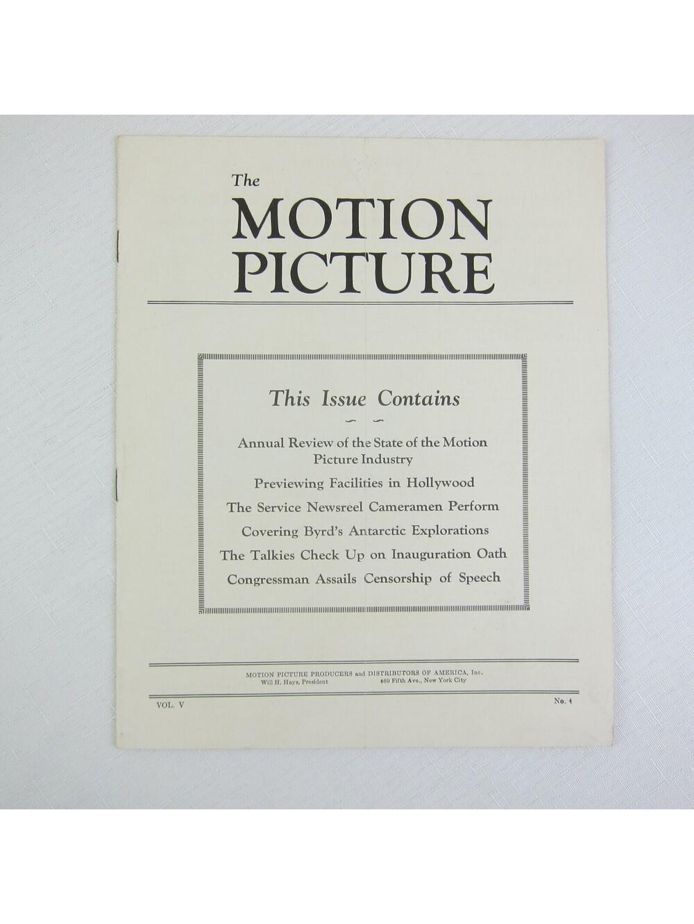 The Motion Picture News Publication MPPDA Film Industry Ephemera Vintage 1929